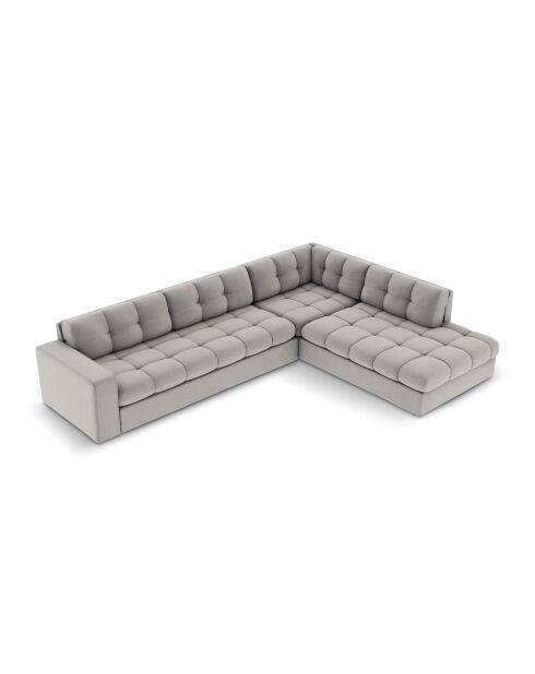 Yohan rechtes Ecksofa aus Strukturstoff 5 Sitze hellgrau - 236x199x72 cm