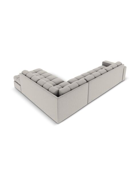 Yohan rechtes Ecksofa aus Strukturstoff 5 Sitze hellgrau - 236x199x72 cm