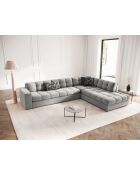Yohan rechtes Ecksofa aus Strukturstoff 5 Sitze hellgrau - 236x199x72 cm