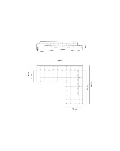 Yohan rechtes Ecksofa aus Strukturstoff 5 Sitze hellgrau - 236x199x72 cm