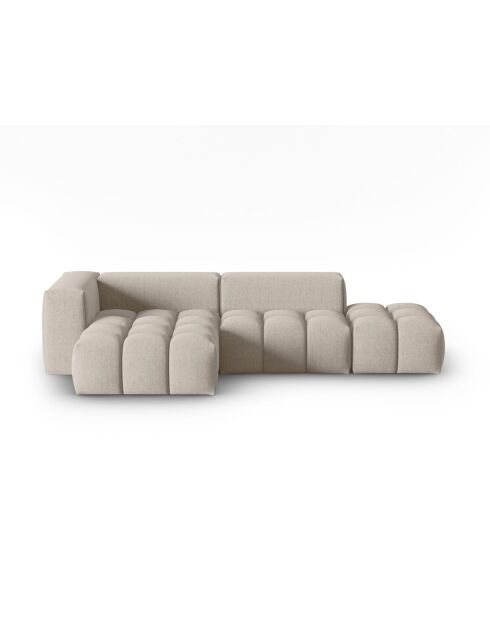 Lorella Modulares Ecksofa links aus Strukturstoff 4 Sitze Sand - 265x145x70 cm