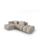 Lorella Modulares Ecksofa links aus Strukturstoff 4 Sitze Sand - 265x145x70 cm