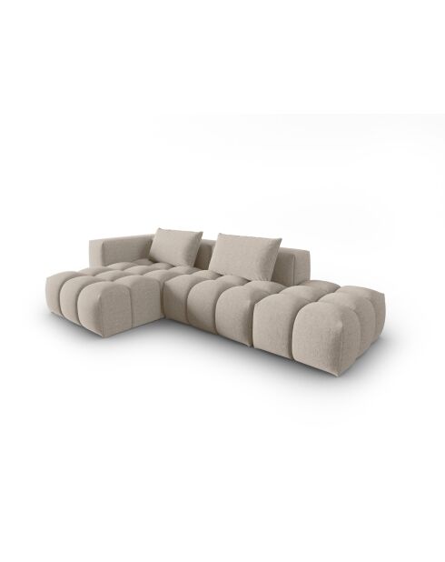 Lorella Modulares Ecksofa links aus Strukturstoff 4 Sitze Sand - 265x145x70 cm