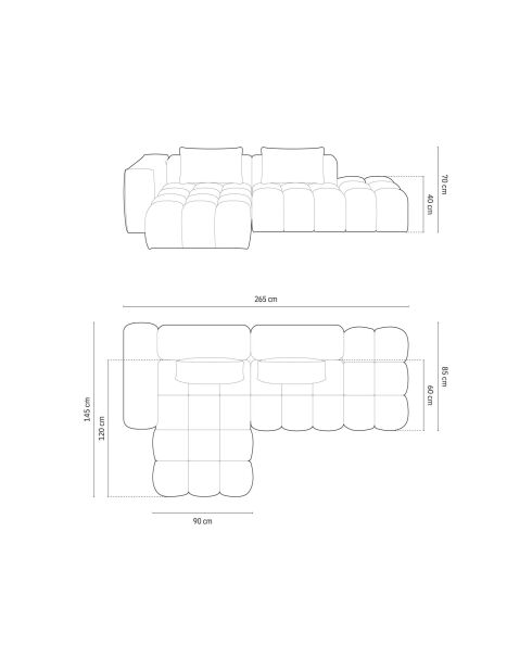 Lorella Modulares Ecksofa links aus Strukturstoff 4 Sitze Sand - 265x145x70 cm