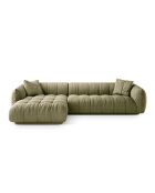 Julia modulares linkes Ecksofa aus Strukturstoff 3 Sitze oliv - 295x170x68 cm