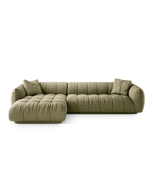 Julia modulares linkes Ecksofa aus Strukturstoff 3 Sitze oliv - 295x170x68 cm