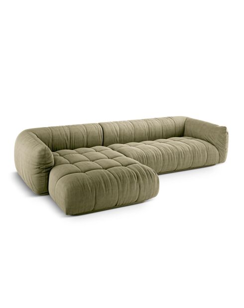 Julia modulares linkes Ecksofa aus Strukturstoff 3 Sitze oliv - 295x170x68 cm