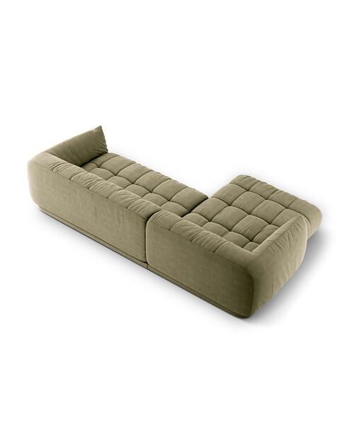 Julia modulares linkes Ecksofa aus Strukturstoff 3 Sitze oliv - 295x170x68 cm