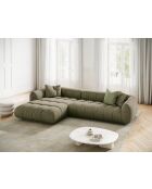 Julia modulares linkes Ecksofa aus Strukturstoff 3 Sitze oliv - 295x170x68 cm