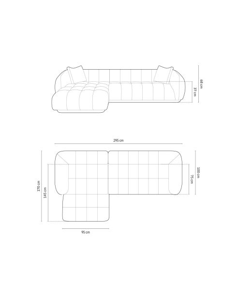 Julia modulares linkes Ecksofa aus Strukturstoff 3 Sitze oliv - 295x170x68 cm