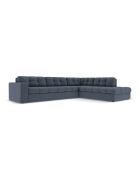 Yohan rechtes Ecksofa aus Strukturstoff 5 Sitze dunkelblau - 236x199x72 cm