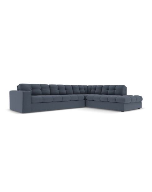 Yohan rechtes Ecksofa aus Strukturstoff 5 Sitze dunkelblau - 236x199x72 cm