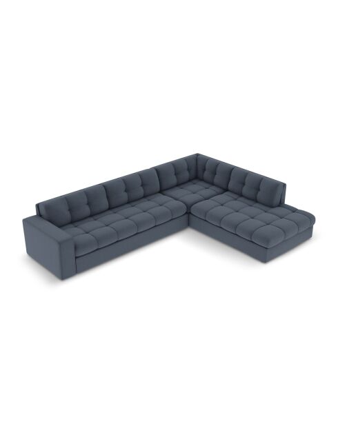 Yohan rechtes Ecksofa aus Strukturstoff 5 Sitze dunkelblau - 236x199x72 cm