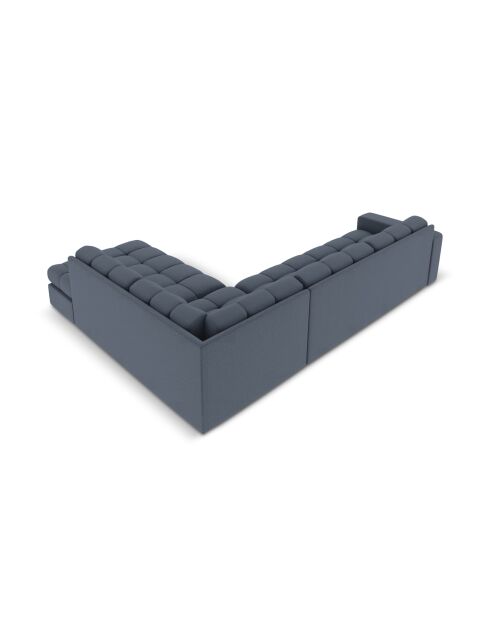 Yohan rechtes Ecksofa aus Strukturstoff 5 Sitze dunkelblau - 236x199x72 cm