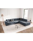 Yohan rechtes Ecksofa aus Strukturstoff 5 Sitze dunkelblau - 236x199x72 cm