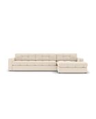 Yohan rechtes Ecksofa aus Strukturstoff 4 Sitze hellbeige - 236x160x72 cm