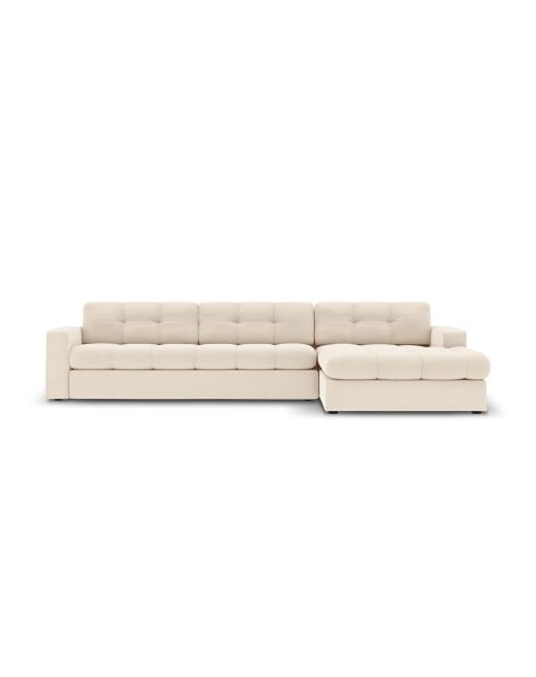 Yohan rechtes Ecksofa aus Strukturstoff 4 Sitze hellbeige - 236x160x72 cm