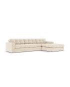 Yohan rechtes Ecksofa aus Strukturstoff 4 Sitze hellbeige - 236x160x72 cm