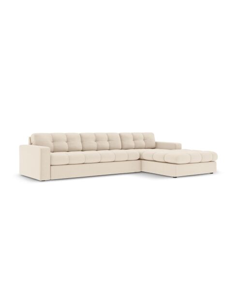 Yohan rechtes Ecksofa aus Strukturstoff 4 Sitze hellbeige - 236x160x72 cm