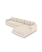 Yohan rechtes Ecksofa aus Strukturstoff 4 Sitze hellbeige - 236x160x72 cm