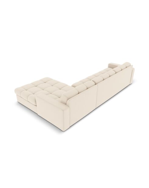 Yohan rechtes Ecksofa aus Strukturstoff 4 Sitze hellbeige - 236x160x72 cm