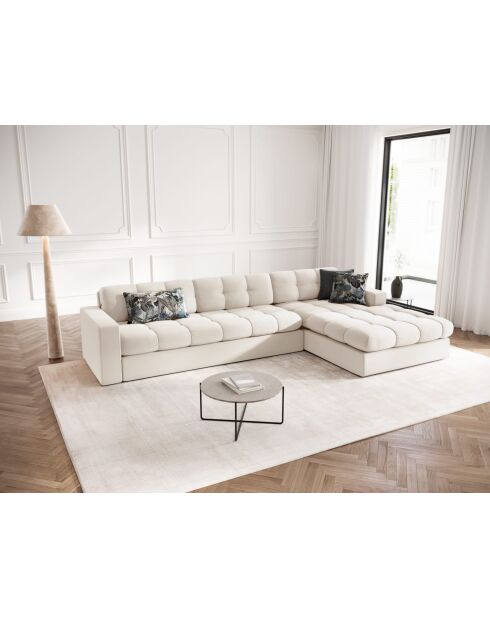 Yohan rechtes Ecksofa aus Strukturstoff 4 Sitze hellbeige - 236x160x72 cm