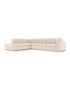 Yohan linkes Ecksofa aus Strukturstoff 5 Sitze hellbeige - 236x199x72 cm
