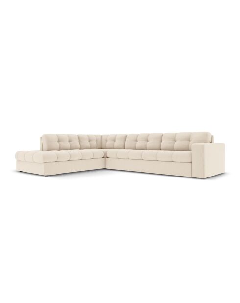 Yohan linkes Ecksofa aus Strukturstoff 5 Sitze hellbeige - 236x199x72 cm