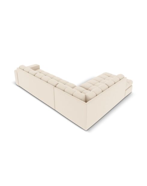 Yohan linkes Ecksofa aus Strukturstoff 5 Sitze hellbeige - 236x199x72 cm