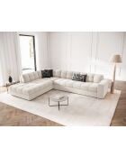 Yohan linkes Ecksofa aus Strukturstoff 5 Sitze hellbeige - 236x199x72 cm
