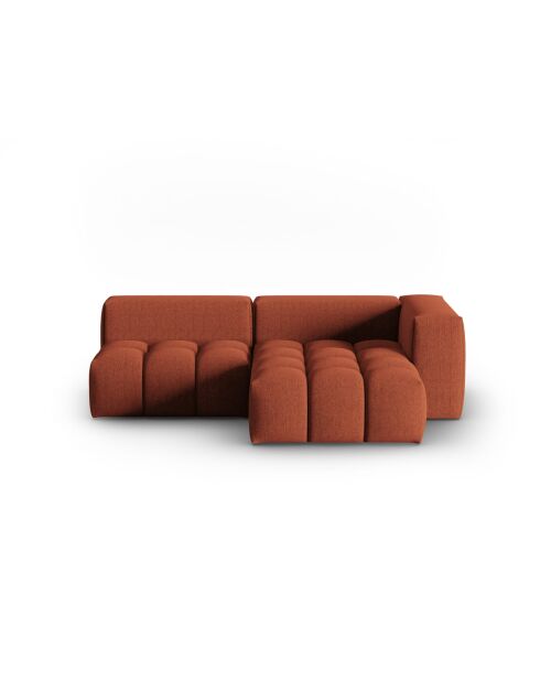 Lorella modulares rechtes Ecksofa aus Strukturstoff, 3-Sitzer, korallenrot, 205 x 145 x 70 cm