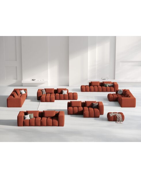 Lorella modulares rechtes Ecksofa aus Strukturstoff, 3-Sitzer, korallenrot, 205 x 145 x 70 cm