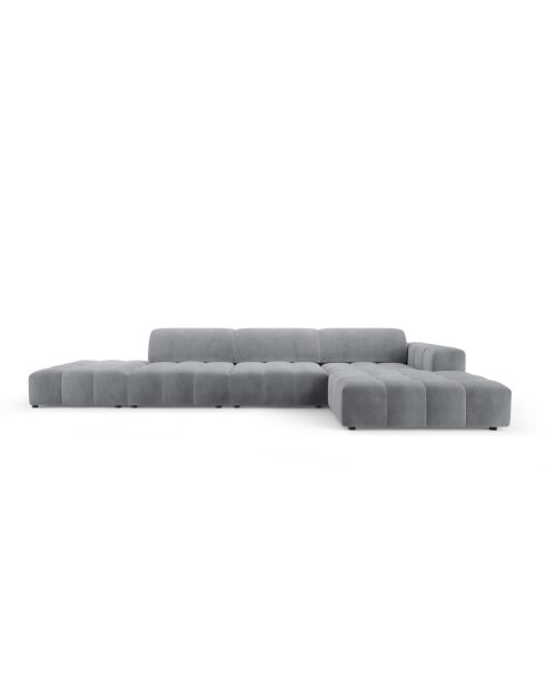 Ecksofa Luc rechts aus Strukturstoff 5 Sitze grau - 342x163x77 cm