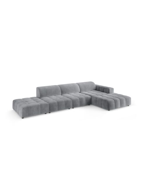 Ecksofa Luc rechts aus Strukturstoff 5 Sitze grau - 342x163x77 cm