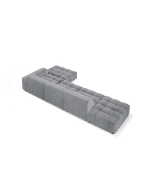 Ecksofa Luc rechts aus Strukturstoff 5 Sitze grau - 342x163x77 cm