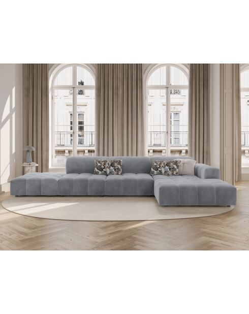 Ecksofa Luc rechts aus Strukturstoff 5 Sitze grau - 342x163x77 cm
