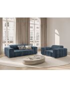 Canapé Luc en tissu structurel 2 places bleu foncé - 178x99x77 cm