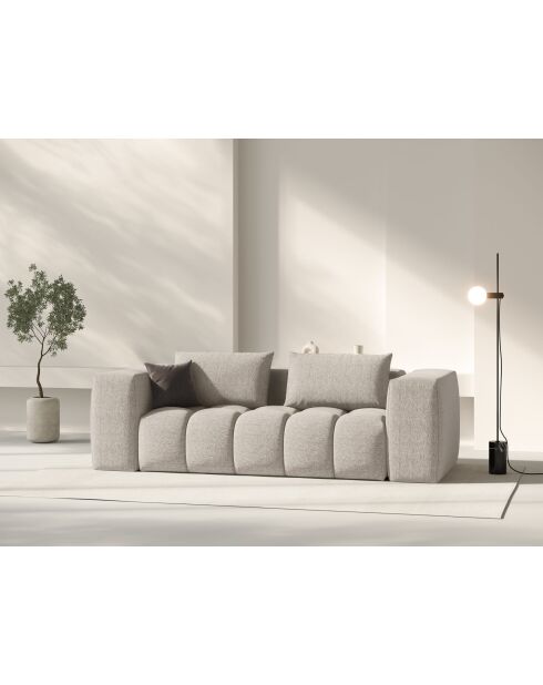 Lorella modulaire bank in structuurstof 3 zitplaatsen zand - 200x85x70 cm