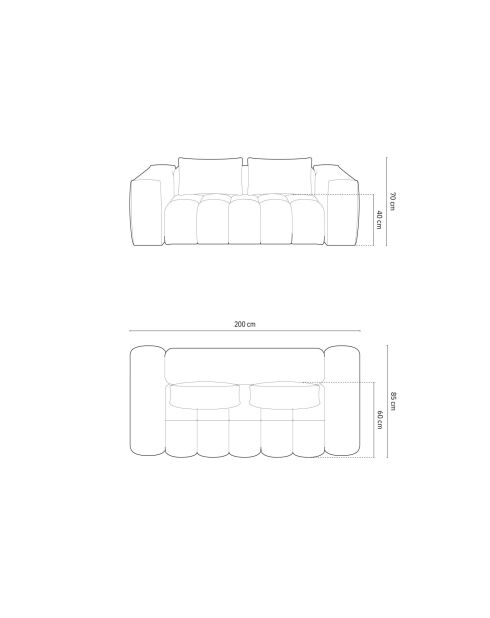 Lorella modulaire bank in structuurstof 3 zitplaatsen zand - 200x85x70 cm