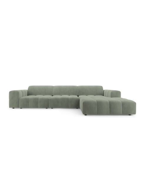 Ecksofa Luc rechts aus Strukturstoff 4 Sitze in dunklem Olivgrün - 284 x 163 x 77 cm