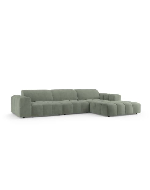 Ecksofa Luc rechts aus Strukturstoff 4 Sitze in dunklem Olivgrün - 284 x 163 x 77 cm