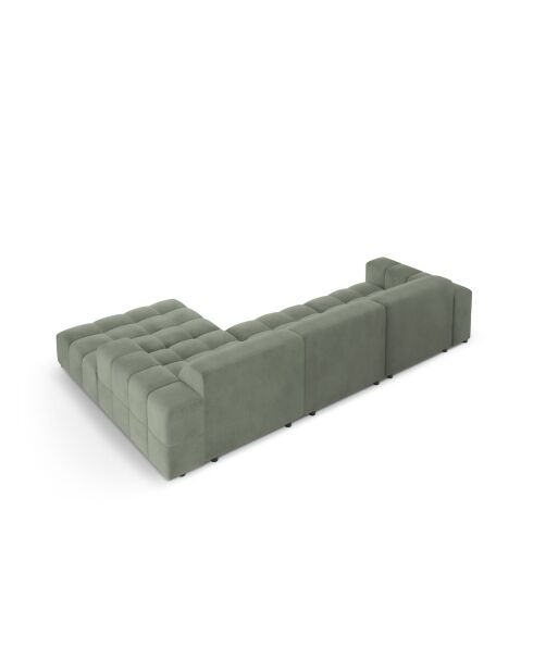 Ecksofa Luc rechts aus Strukturstoff 4 Sitze in dunklem Olivgrün - 284 x 163 x 77 cm