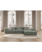 Ecksofa Luc rechts aus Strukturstoff 4 Sitze in dunklem Olivgrün - 284 x 163 x 77 cm