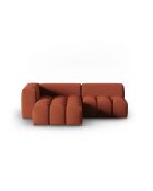 Lorella Modulares Ecksofa für links aus Strukturstoff, 3-Sitzer, korallenrot, 205 x 145 x 70 cm