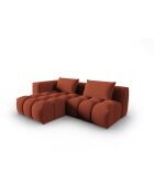 Lorella Modulares Ecksofa für links aus Strukturstoff, 3-Sitzer, korallenrot, 205 x 145 x 70 cm