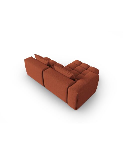 Lorella Modulares Ecksofa für links aus Strukturstoff, 3-Sitzer, korallenrot, 205 x 145 x 70 cm