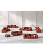Lorella Modulares Ecksofa für links aus Strukturstoff, 3-Sitzer, korallenrot, 205 x 145 x 70 cm