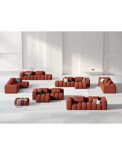Lorella Modulares Ecksofa für links aus Strukturstoff, 3-Sitzer, korallenrot, 205 x 145 x 70 cm