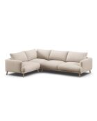 Ecksofa Margot links aus beigefarbenem 5-Sitzer-Strukturstoff — 280x195x75 cm