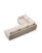 Ecksofa Margot links aus beigefarbenem 5-Sitzer-Strukturstoff — 280x195x75 cm